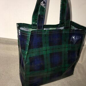 Vintage Harrods Black Watch Tartan PVC Tote – Rare Integrated Logo Design